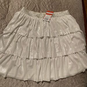 Shimmery light-silver 3 tiered ruffle skirt
